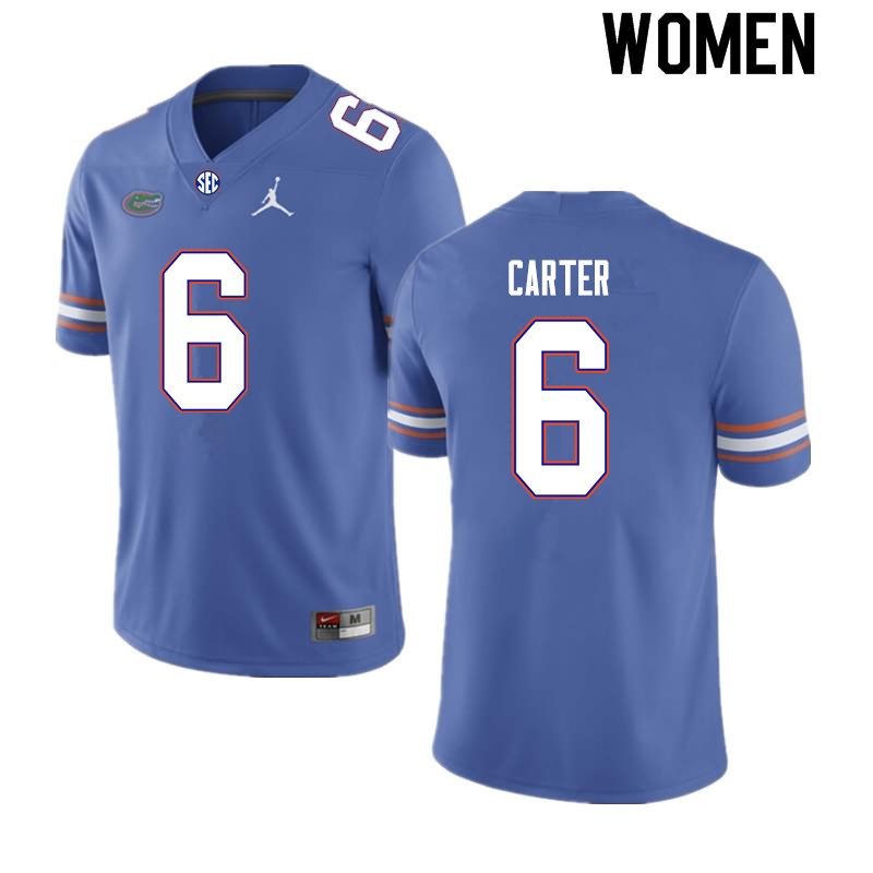 NCAA Florida Gators Zachary Carter Women's #6 Nike Royal Stitched Authentic College Football Jersey FOJ2064WW